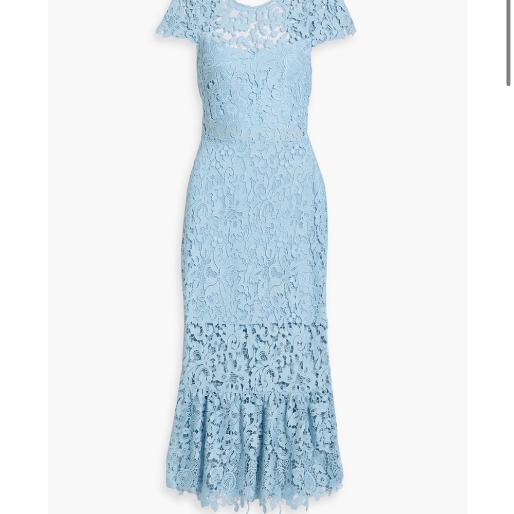 Alice + Olivia Clover Lace Midi Dress in Soft Blue